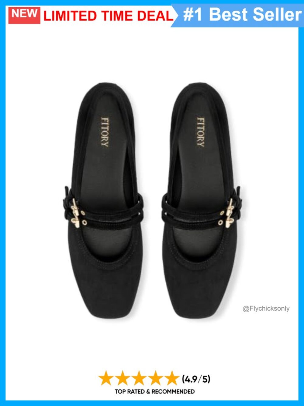Mary Jane Flats Square Toe Adjustable Buckle Cushioned Business Casual